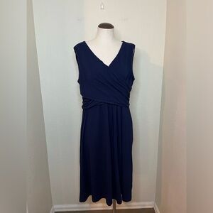 Land’s End Pima cotton modal blend sleeveless wrap dress size Large navy